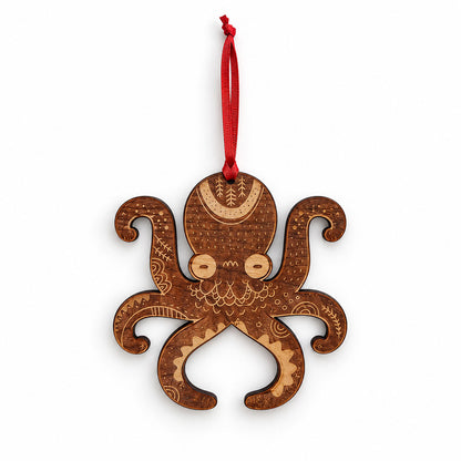 Octopus shaped wooden ornament