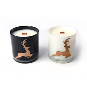 set of 2 woodwick candle gift set, reindeer decoration