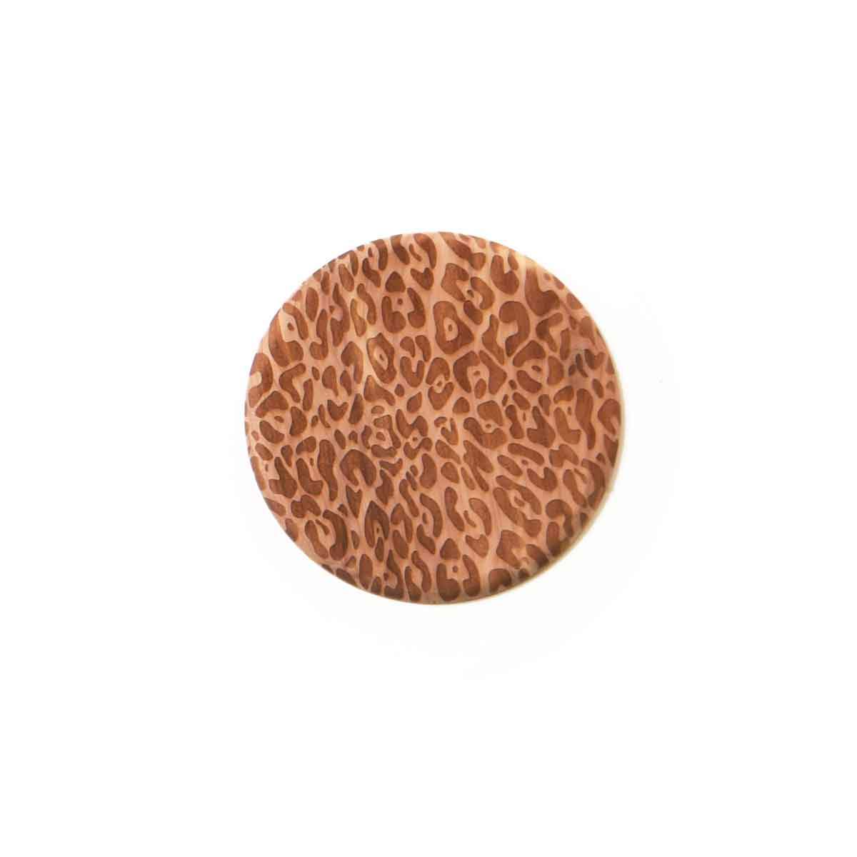 Cedar coaster with leopard print all over