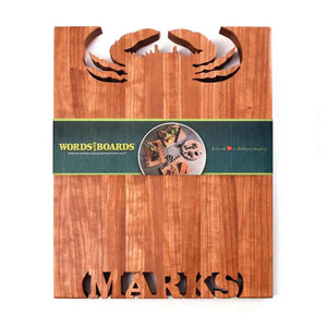Crab cutting board - cherry wood - personalized with last name