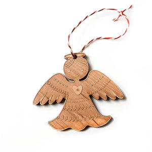 Woodland-Christmas-Ornaments-angel-maple-wood
