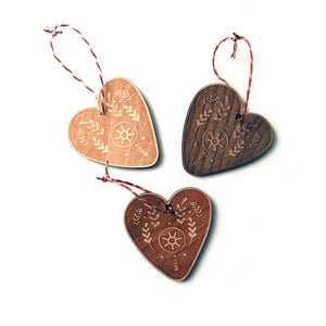 Christmas Ornaments - hearts - wooden