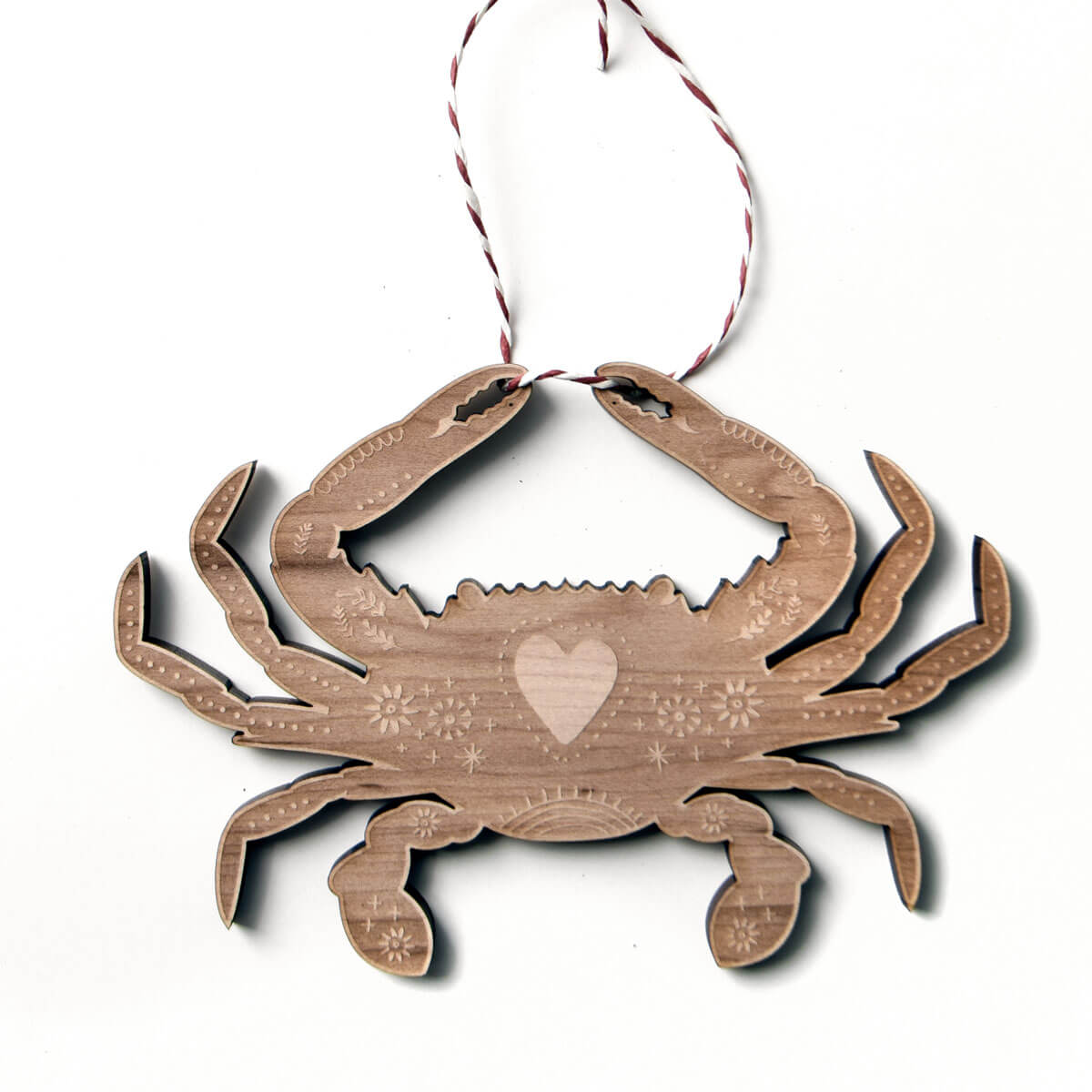 Crab Christmas ornament, wooden