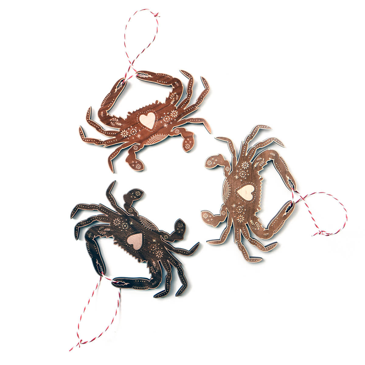 Crab Christmas ornament, wooden