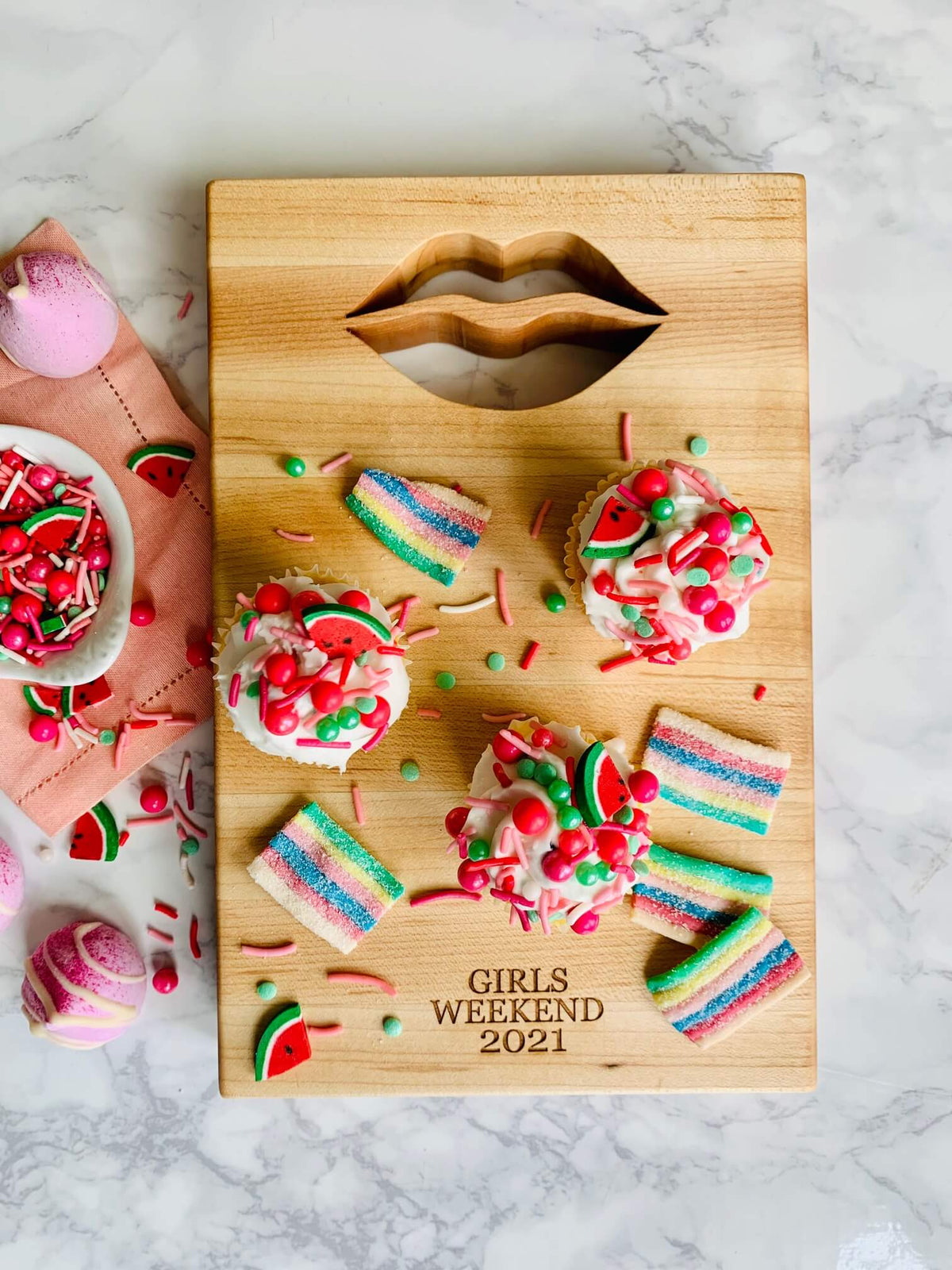 cutting board, lip shape cut out of maple wood
