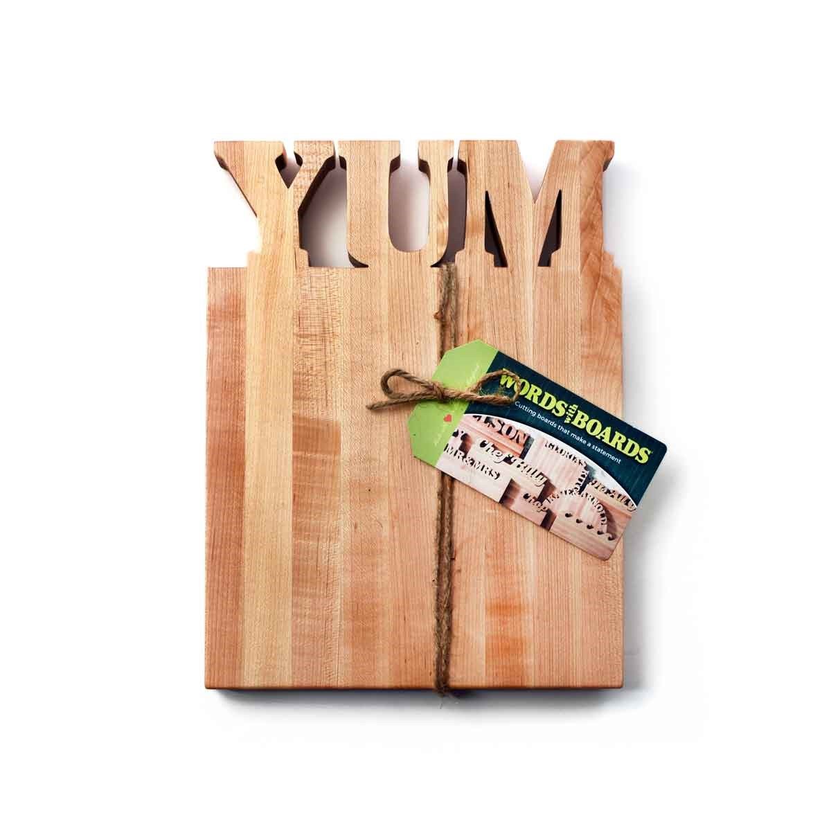 Fun wooden chopping boards -  kitchen cutting boards with YUM - Words with Boards - 1
