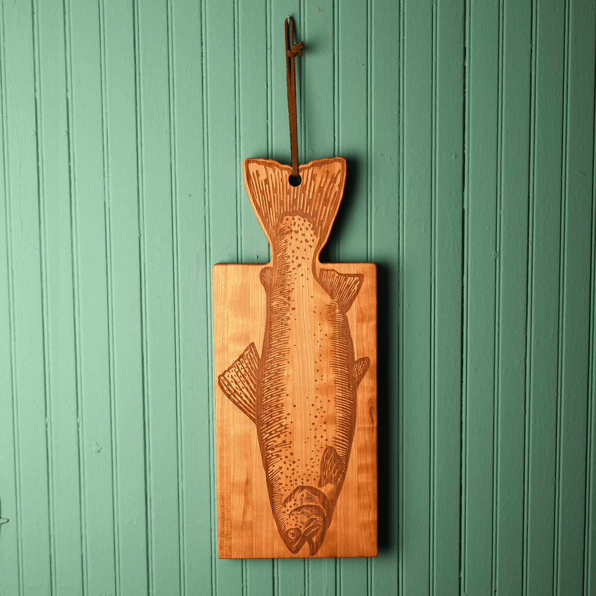 Mountain Woods Fish Shaped Serving/Cutting board Made With Organic Bro