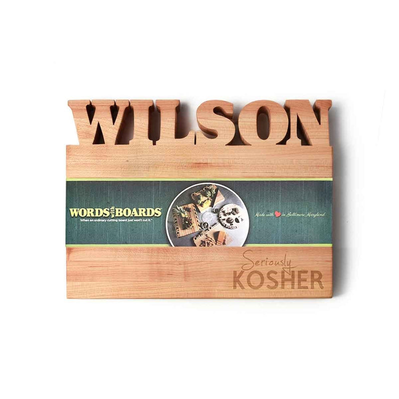 Small Personalized Kosher Cutting Board Words with Boards, LLC