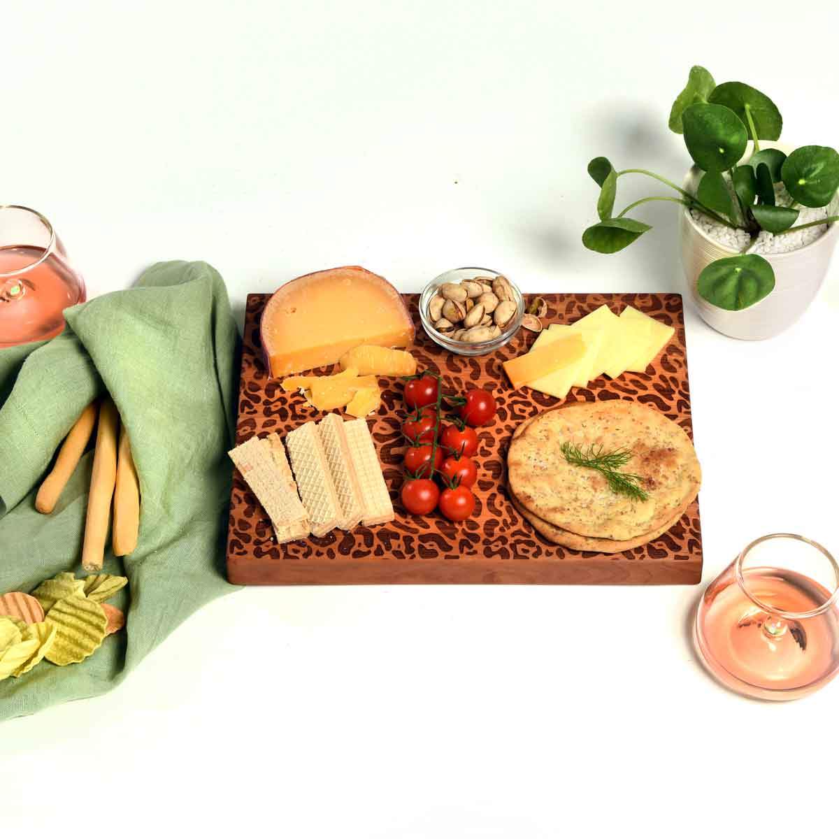 LEOPARD pattern laser engraved on a wood cutting board - leopard decor