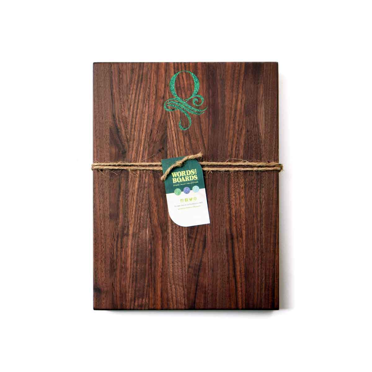 WALNUT CUTTING BOARD - MALACHITE STONE INLAY
