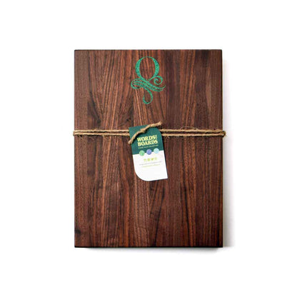 WALNUT CUTTING BOARD - MALACHITE STONE INLAY