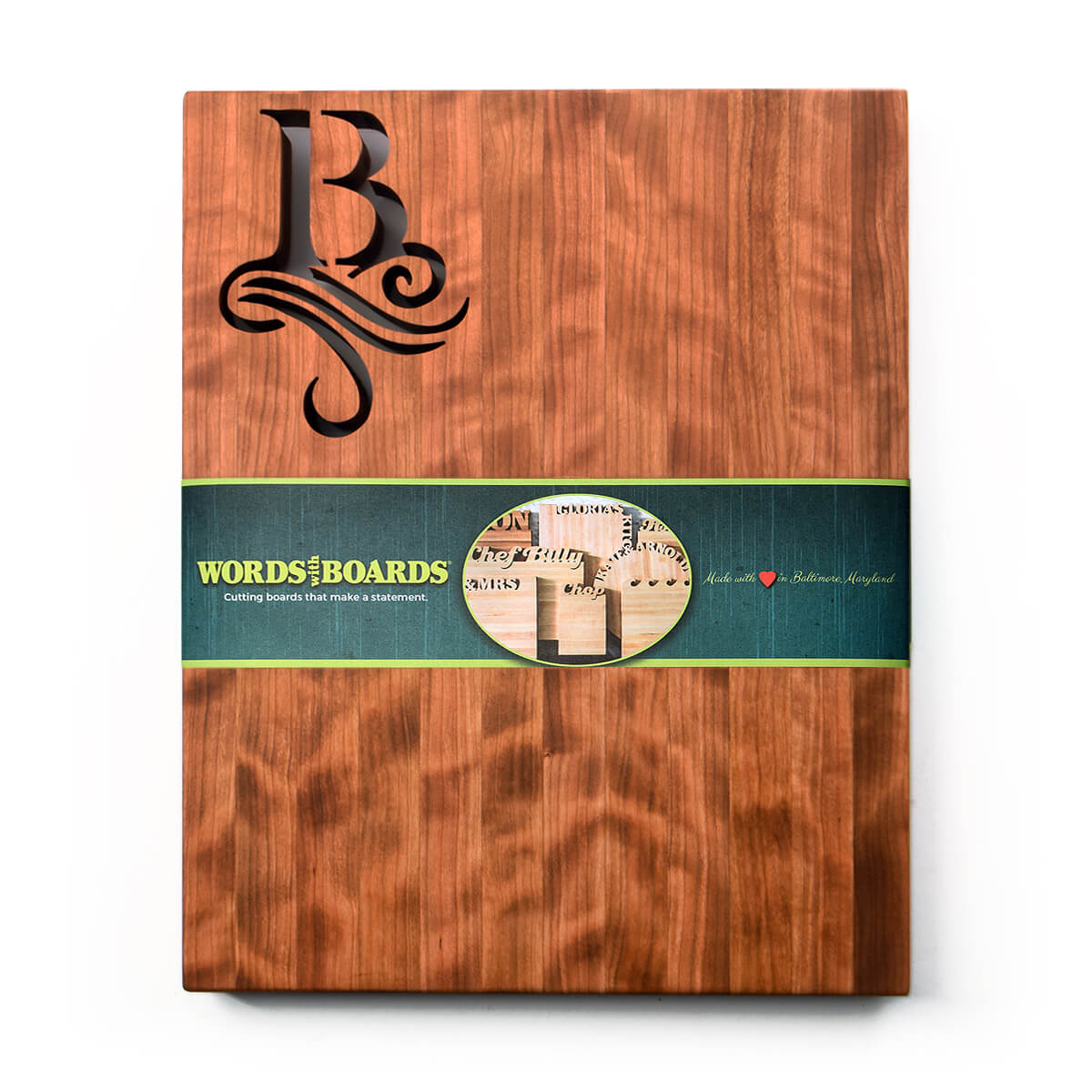 initial cutting board, cherry wood