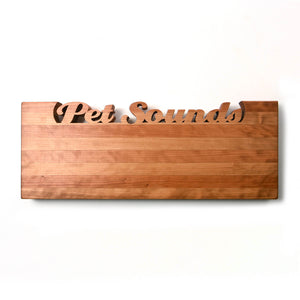 lon personalized cutting board, cherry wood, names cut out of wood
