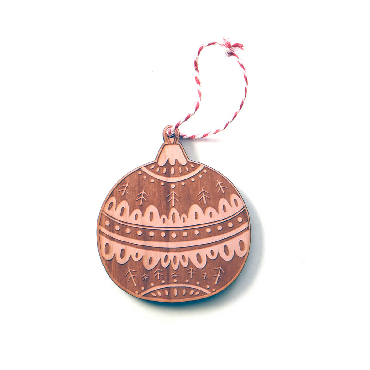 round Christmas ornament, cherry wood