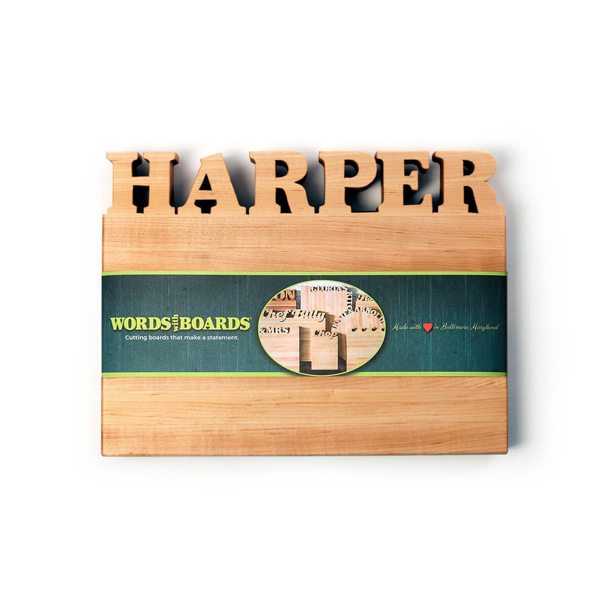 wood cutting board small, last name