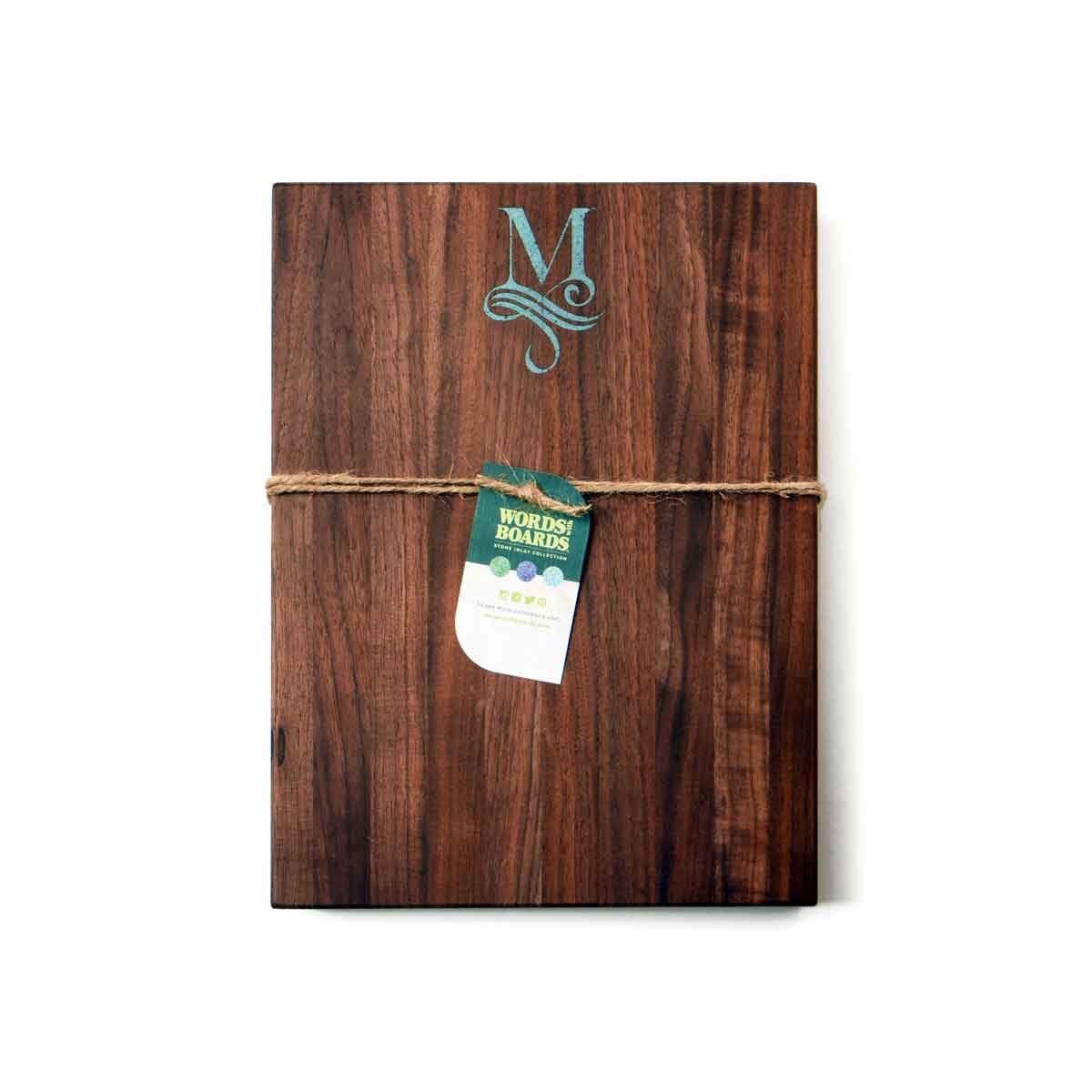 WALNUT CUTTING BOARD - TURQUOISE STONE INLAY