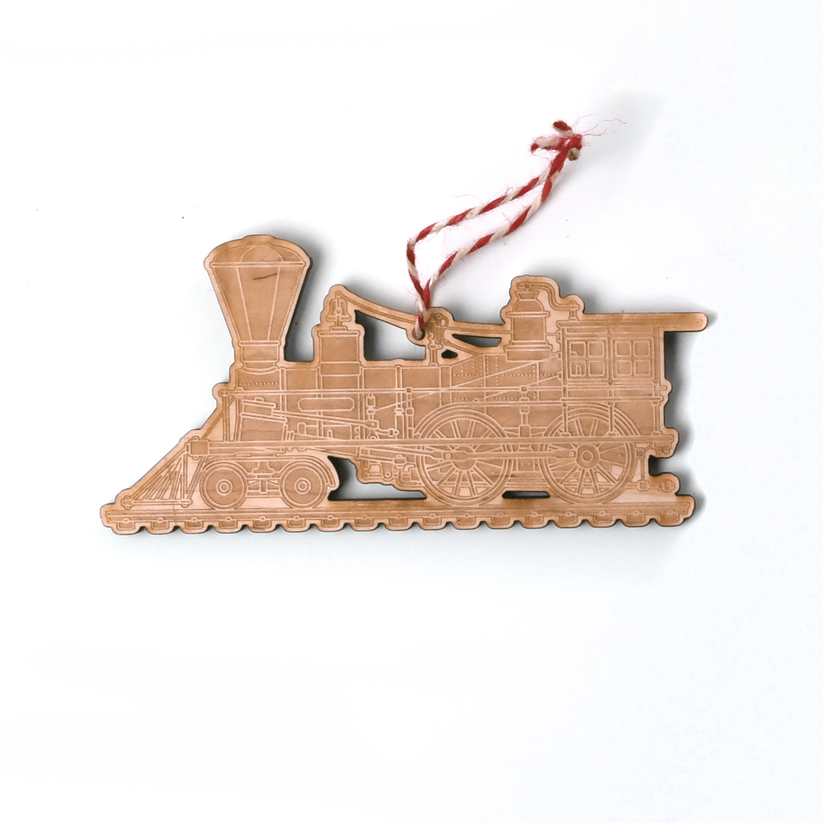 Train ornament, maple wood