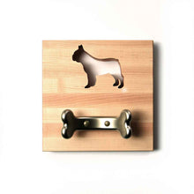 WOODEN DOG LEASH HOLDER with golden retriever shape cut out