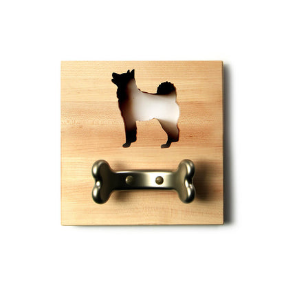 Wooden leash holder - Husky shape cut out - metal bone hook