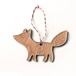 Woodland-Christmas-Ornaments-fox-maple-wood