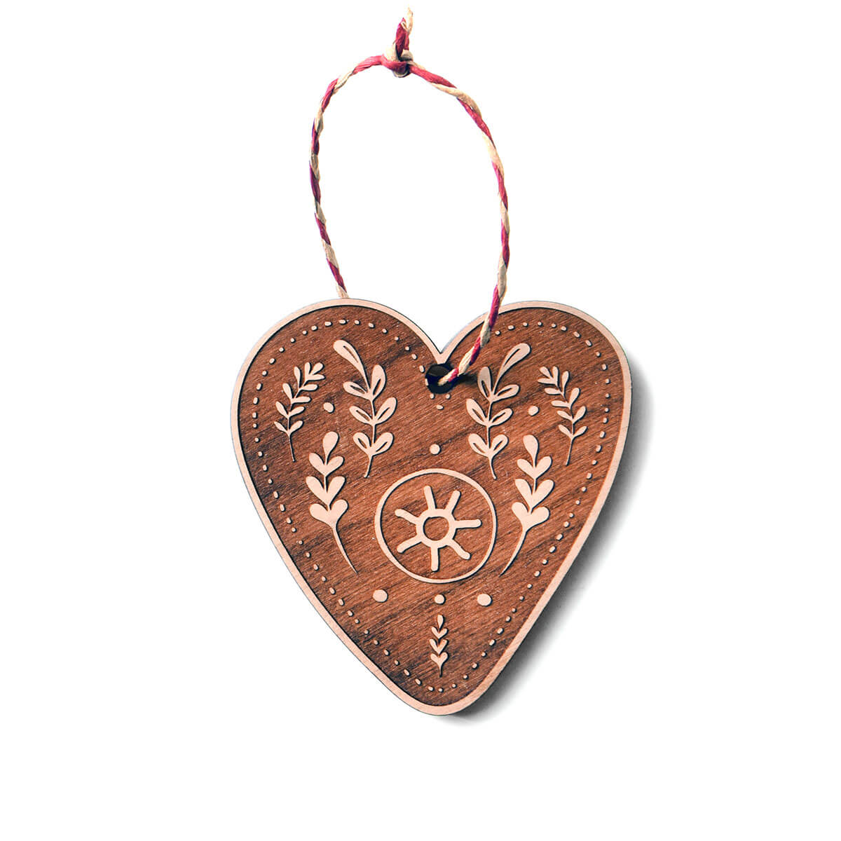 Woodland-Christmas-Ornaments-heart-cherry-wood