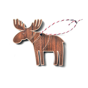 Woodland-Christmas-Ornaments-moose-cherry-wood