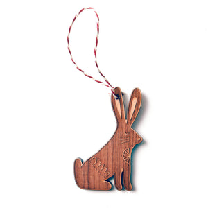 Woodland-Christmas-Ornaments-rabbit-cherry-wood