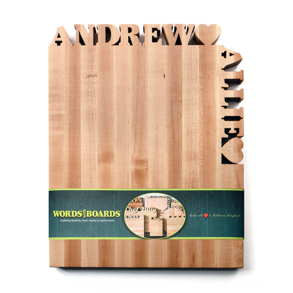 Custom Wooden Chopping Board YUM Design - Words with Boards, LLC