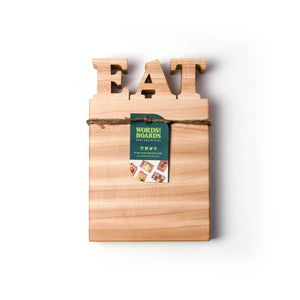 cutting board mini size - The word Eat cut out of top - bottle opener option