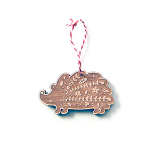 maple wood hedgehog Christmas ornament