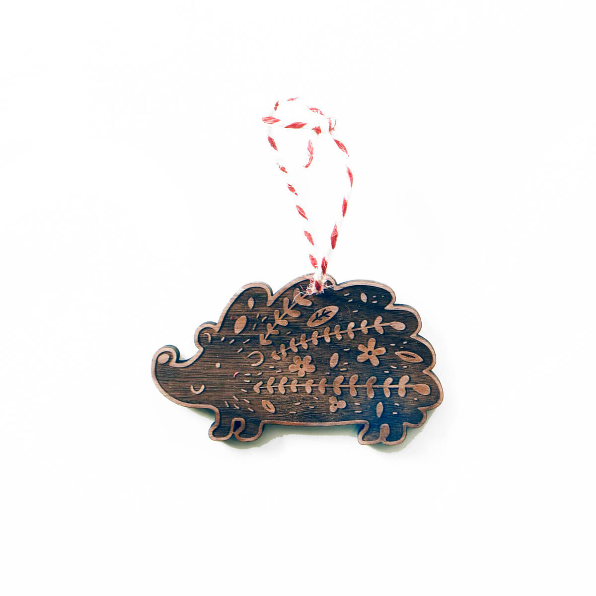 walnut wood hedgehog ornament