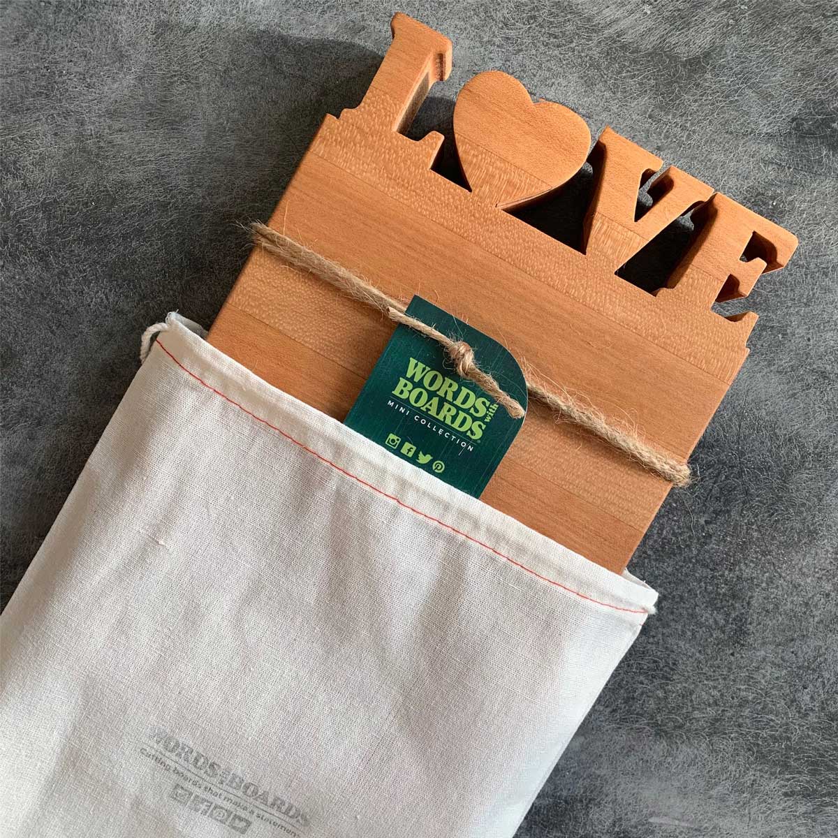 love cutting board, LOVE cut out of top, cherry wood