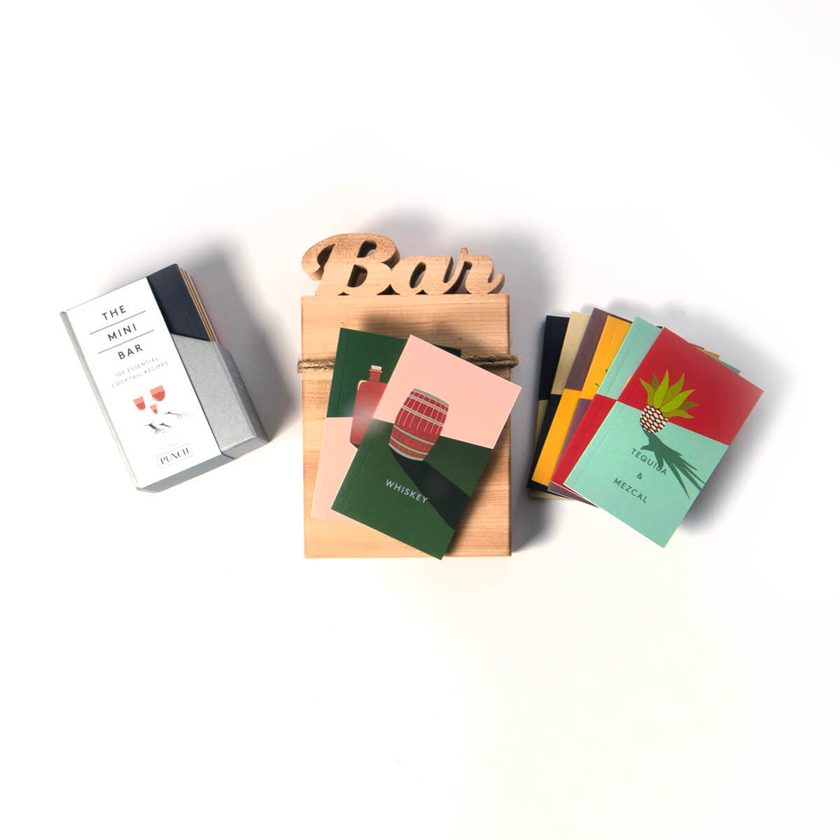 mini bar board with 8 cocktail books