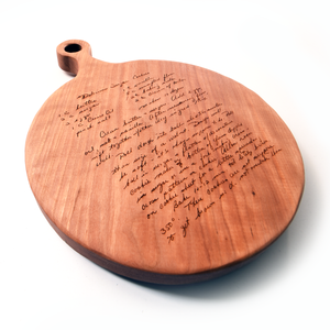 Cutting board with recipe - laser engraved on solid cherry 