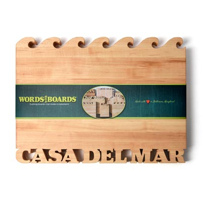 cutting board with waves on top, maple wood