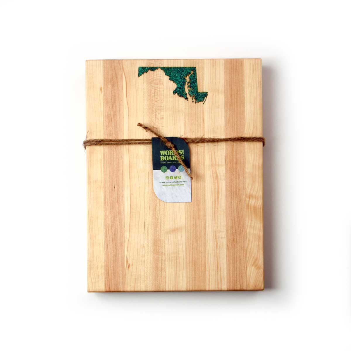 Wood board in maple with Maryland shaped inlay