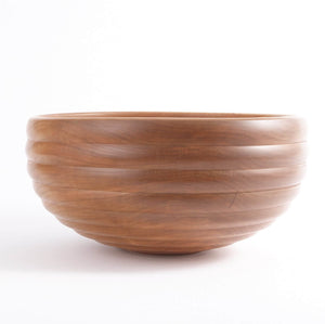 Wooden bowl - large salad bowl- cherry wood with hive design