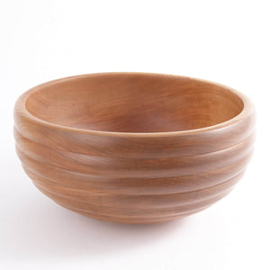 Wooden bowl- large for salads in cherry wood with hive design